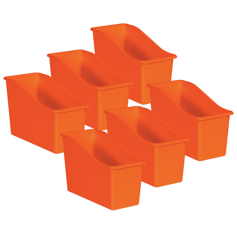 TEACHER CREATED RESOURCES - Orange Plastic Book Bin, Pack of 6