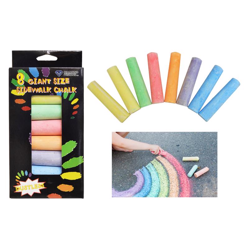 MAX FORCE - Max Force Giant Size Dustless Nontoxic Assorted Color Sidewalk Chalk 8 pk - Case of 24