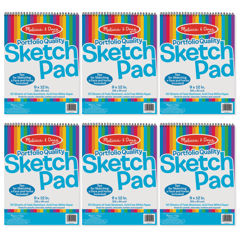 MELISSA & DOUG - Portfolio Quality Sketch Pad, 9" x 12", White, Pack of 6