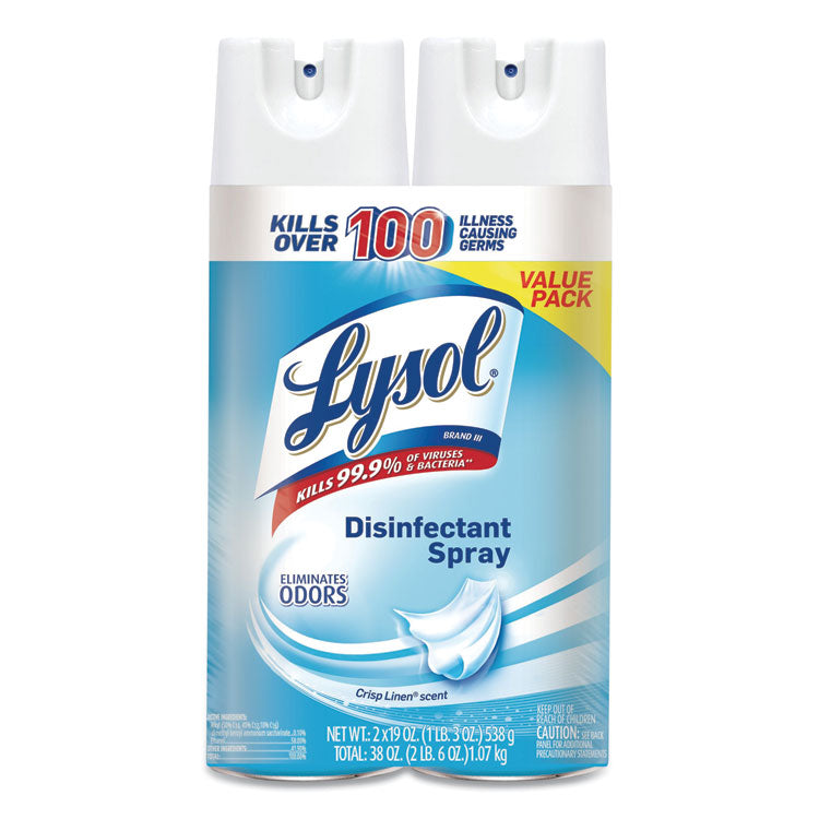 LYSOL Brand - Disinfectant Spray, Crisp Linen, 19 oz Aerosol Spray, 2/Pack, 4 Packs/Carton