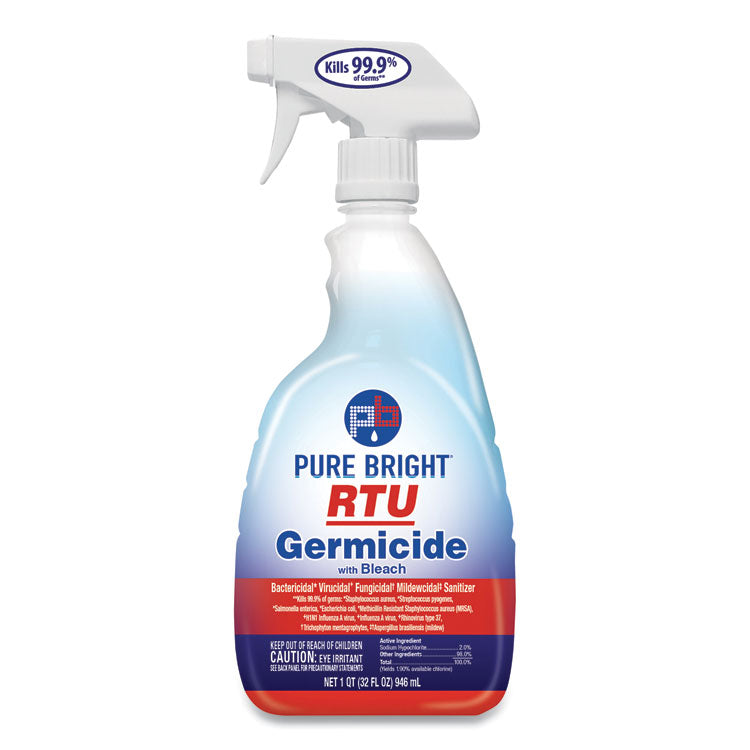 Pure Bright - RTU Germicide With Bleach, Fresh Scent, 32 oz Spray Bottle, 9/Carton