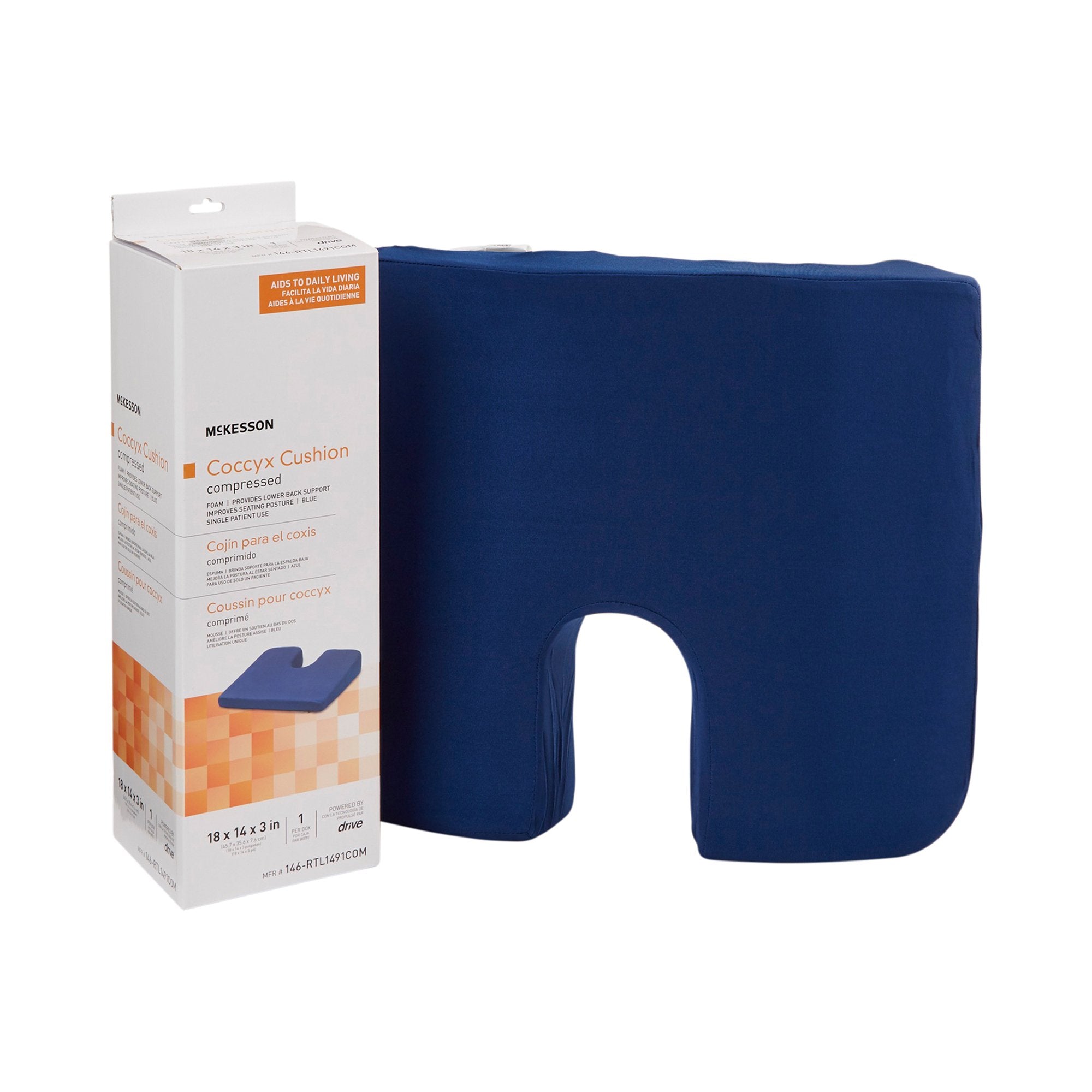 McKesson Brand - Coccyx Relief Seat Cushion McKesson 18 W X 14 L X 3 D Inch Foam [1/EA]