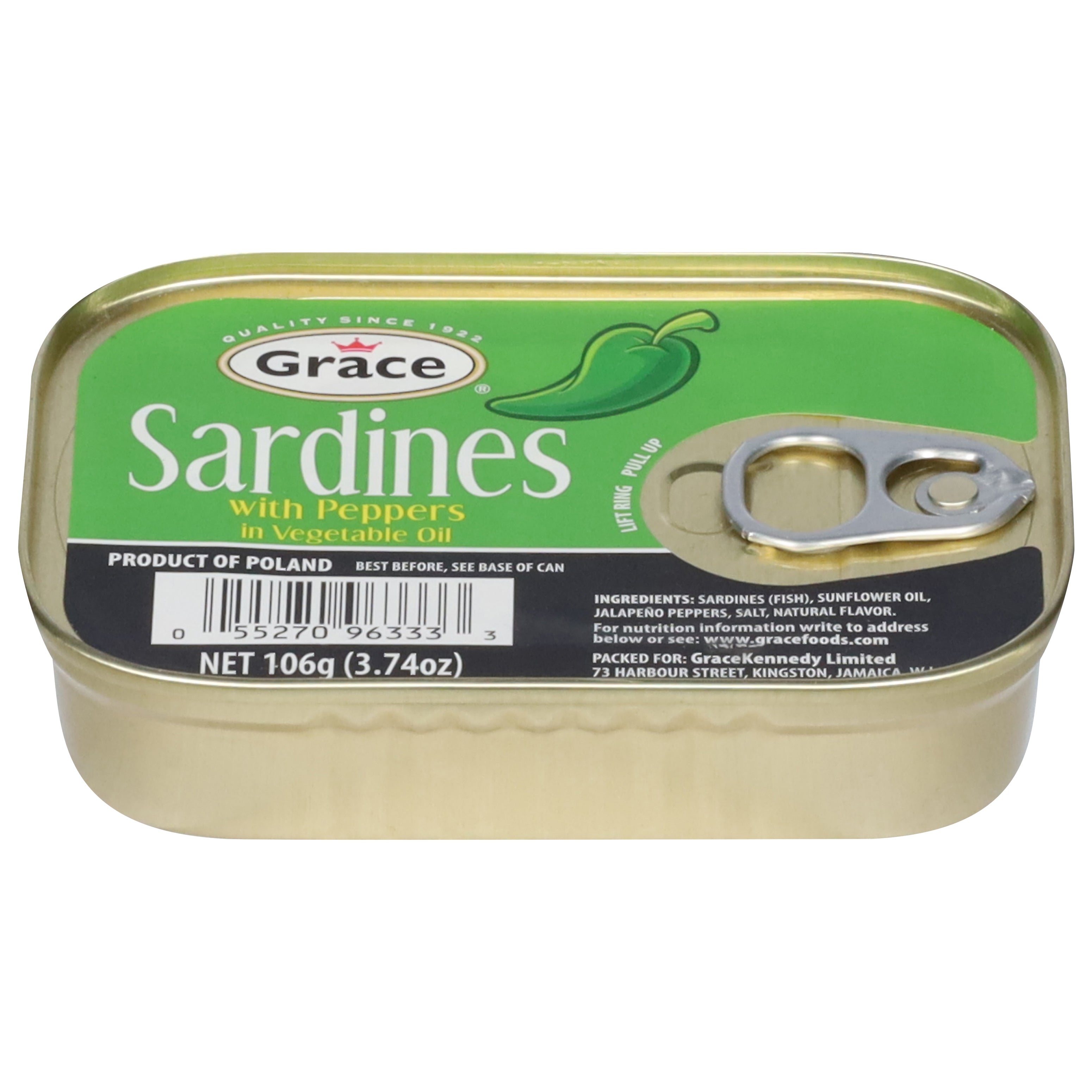 Grace Sardines with Peppers in Vegetable Oil 3.74 oz - Case of 50