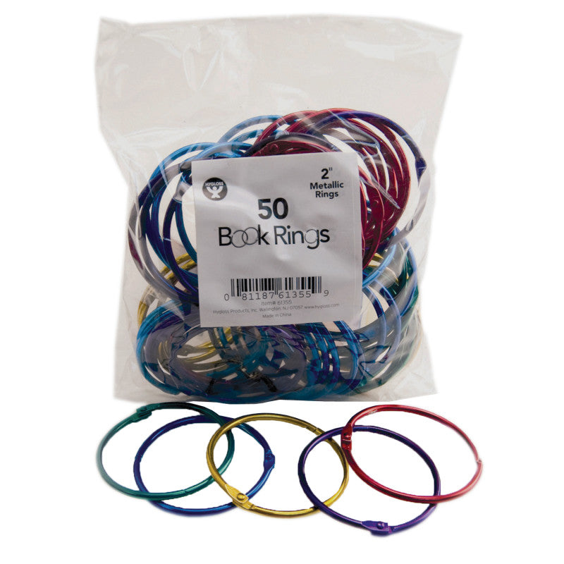 HYGLOSS - Metallic Book Ring, 2" Diameter, Pack of 50
