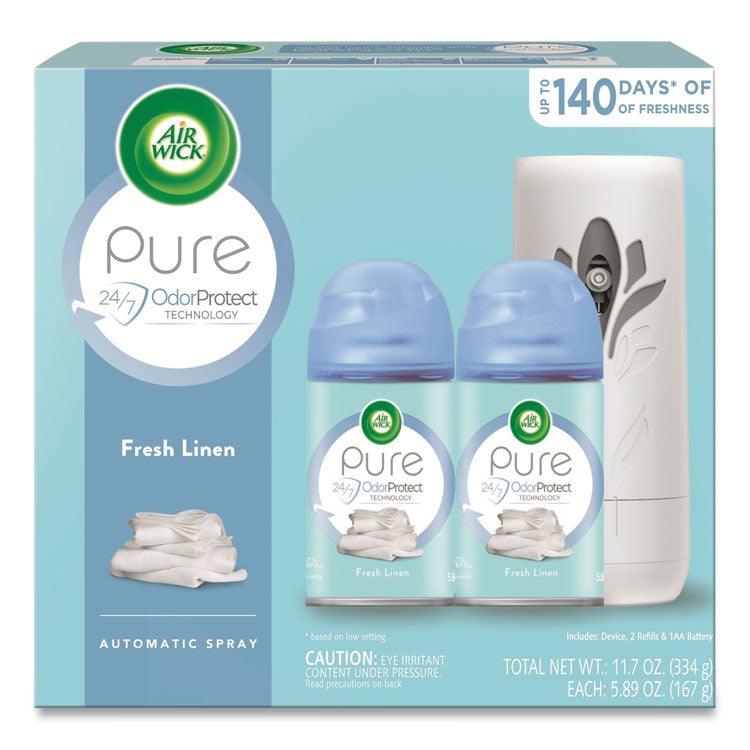 Air Wick - Freshmatic Ultra Automatic Pure Starter Kit, 3.19 x 8.44 x 7.75, White/Gray, Tropical Flowers, 4/Carton