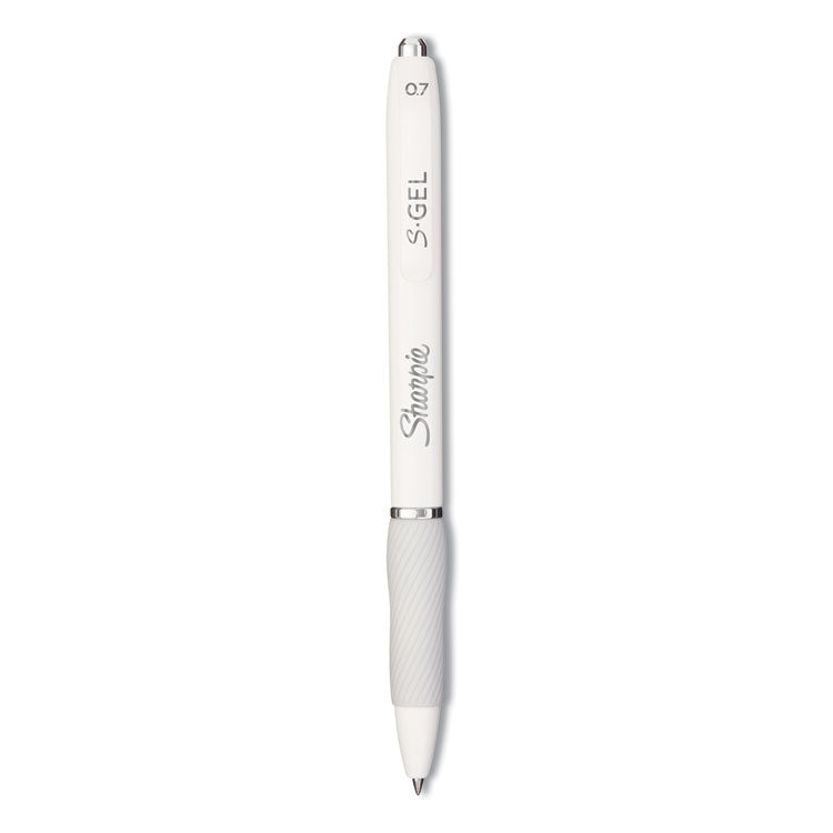 Sharpie S-Gel - S-Gel Fashion Barrel Gel Pen, Retractable, Medium 0.7 mm, Black Ink, Pearl White Barrel, Dozen