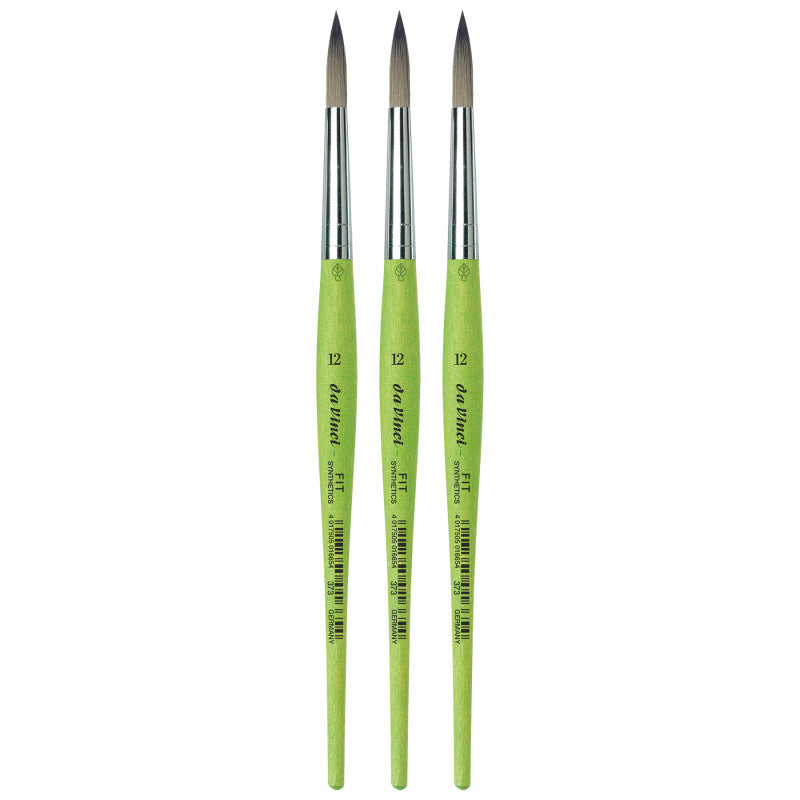 FIT Synthetics Student Brush, Synthetic, Acrylic & Tempera, Round, Series 373, Size 12, Pack of 3