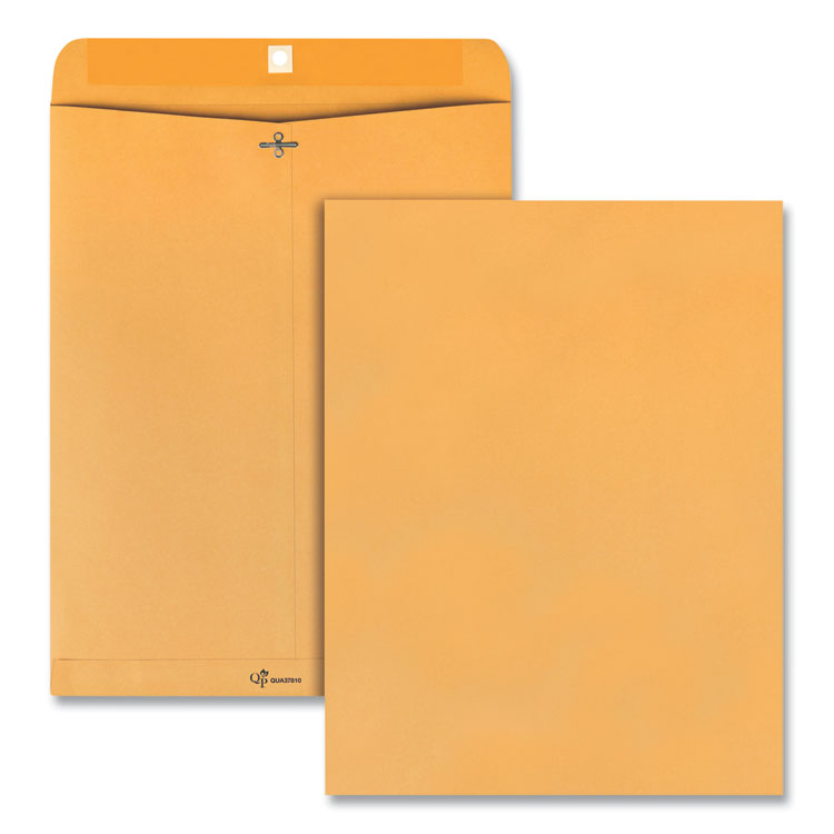 Quality Park - Clasp Envelope, 32 lb Bond Weight Kraft, #15 1/2, Square Flap, Clasp/Gummed Closure, 12 x 15.5, Brown Kraft, 100/Box