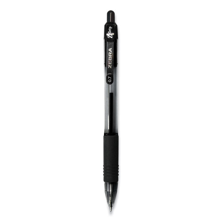 Zebra - Z-Grip Ballpoint Pen, Retractable, Medium 0.7 mm, Black Ink, Black Tinted Barrel, 12/Pack