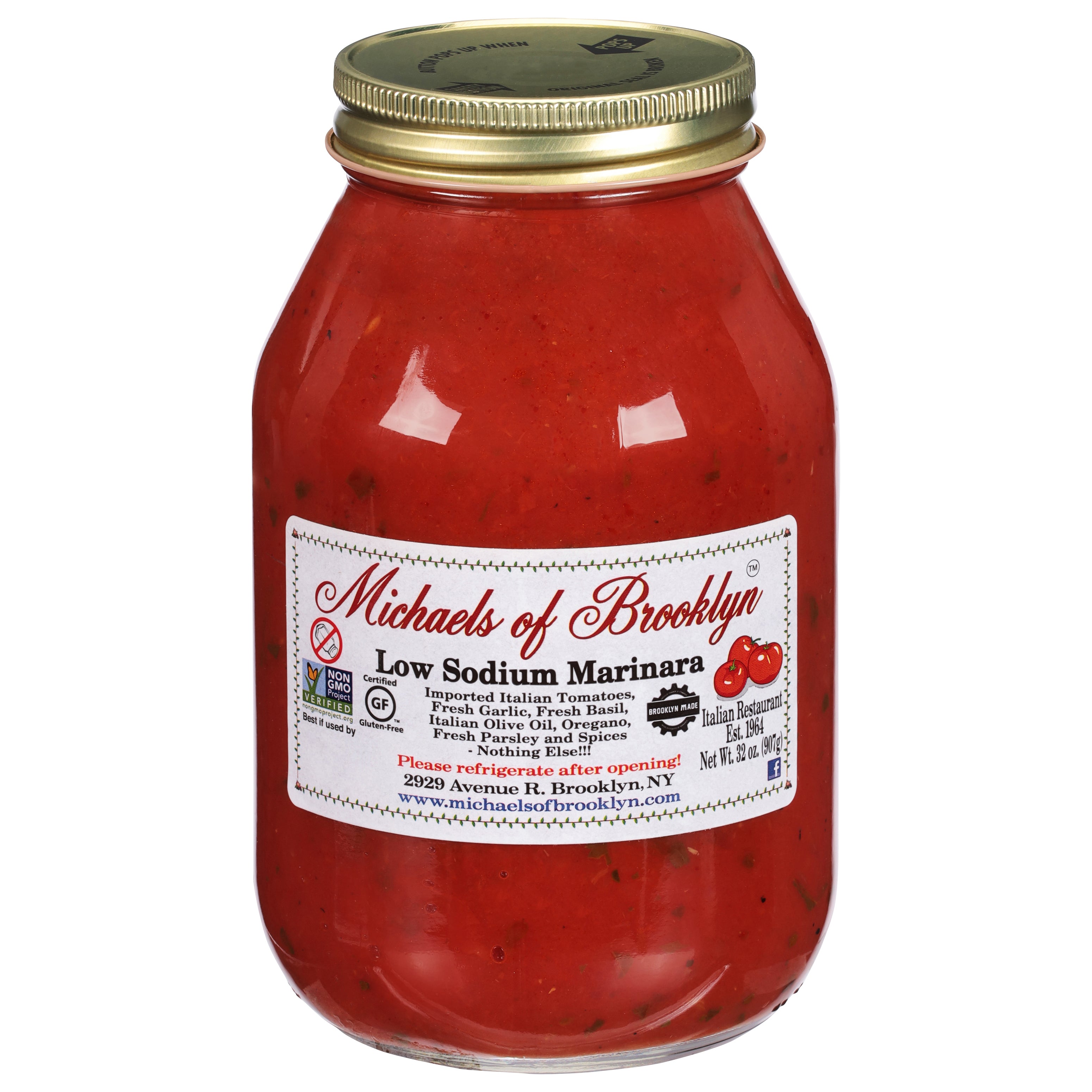 Michaels of Brooklyn Low Sodium Marinara Sauce 32 oz - Case of 6