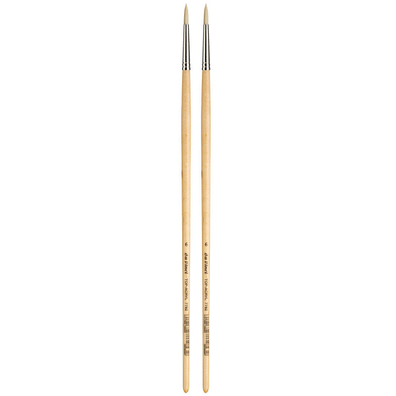 TOP-ACRYL White Brush, Synthetic, Acrylic & Oil, Round, Series 7782, Size 6, Pack of 2