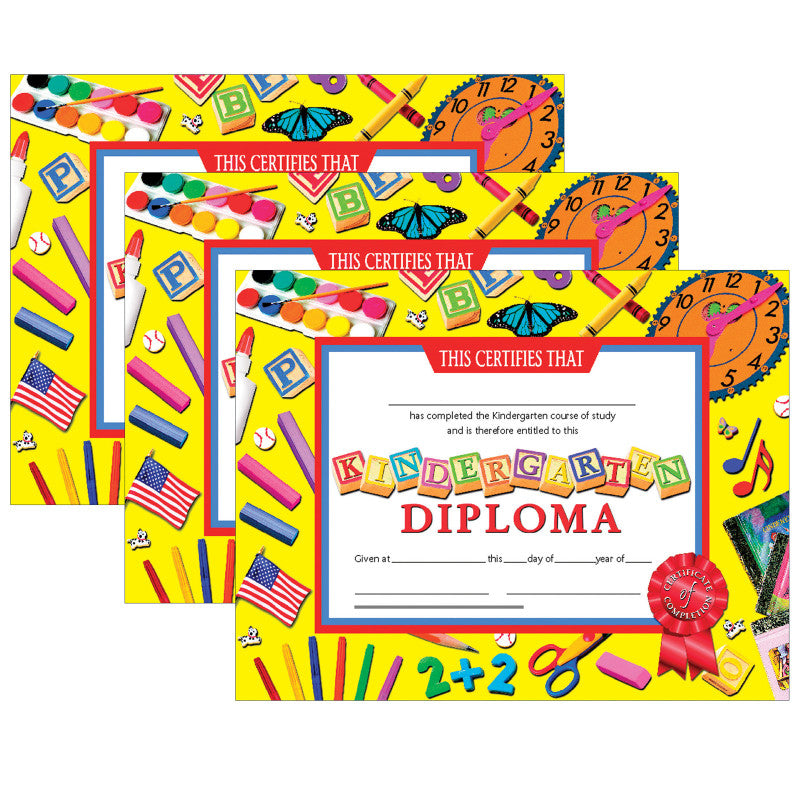 HAYES PUBLISHING - Kindergarten Diploma, 8.5" x 11", 30 Per Pack, 3 Packs (H-VA703-3)