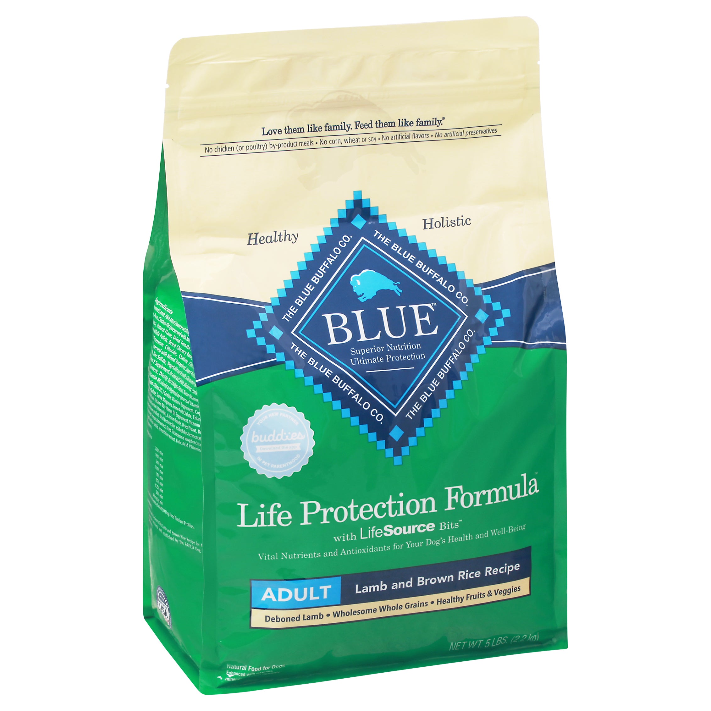 Blue Buffalo Blue Life Protection Formula Adult Natural Lamb and Brown Rice Recipe Food for Dogs 5 lb - Case of 3