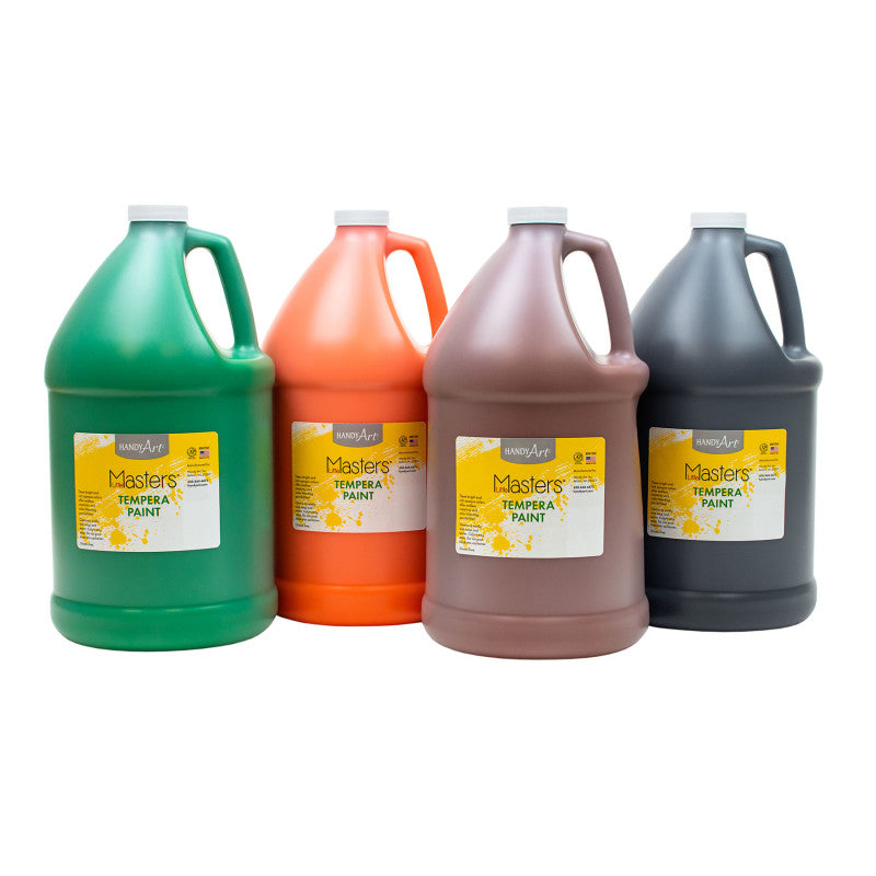 HANDY ART - Little Masters® Tempera Paint - 4 Gallon Kit, Orange, Green, Brown, Black
