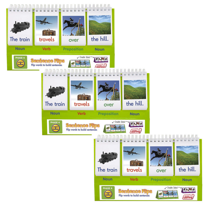 JUNIOR LEARNING - Sentence Flips, Double-Sided Sentence Building Flip Chart, Pack of 3