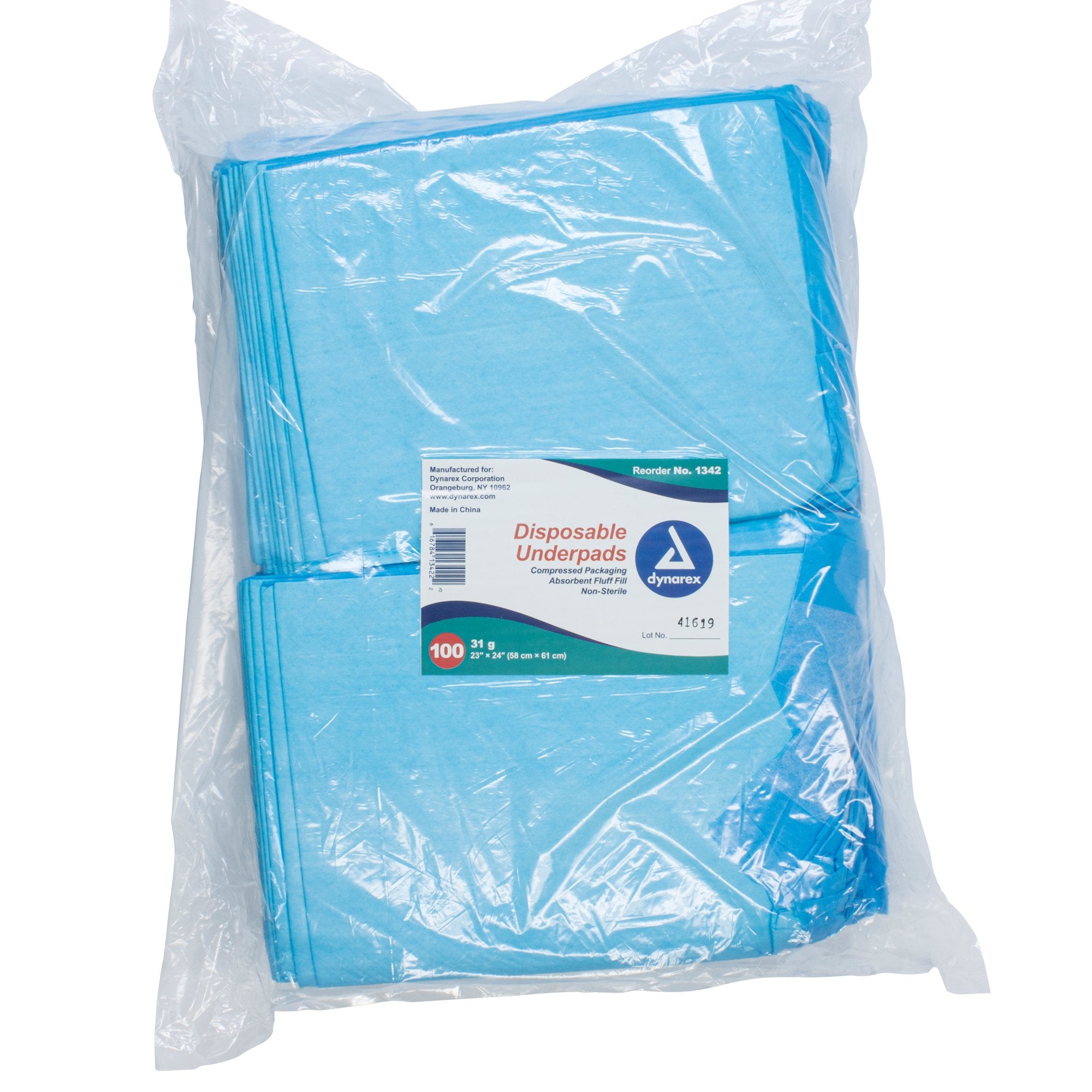 Dynarex - Disposable Underpad Dynarex® 23 X 24 Inch Fluff Light Absorbency [100/PK]