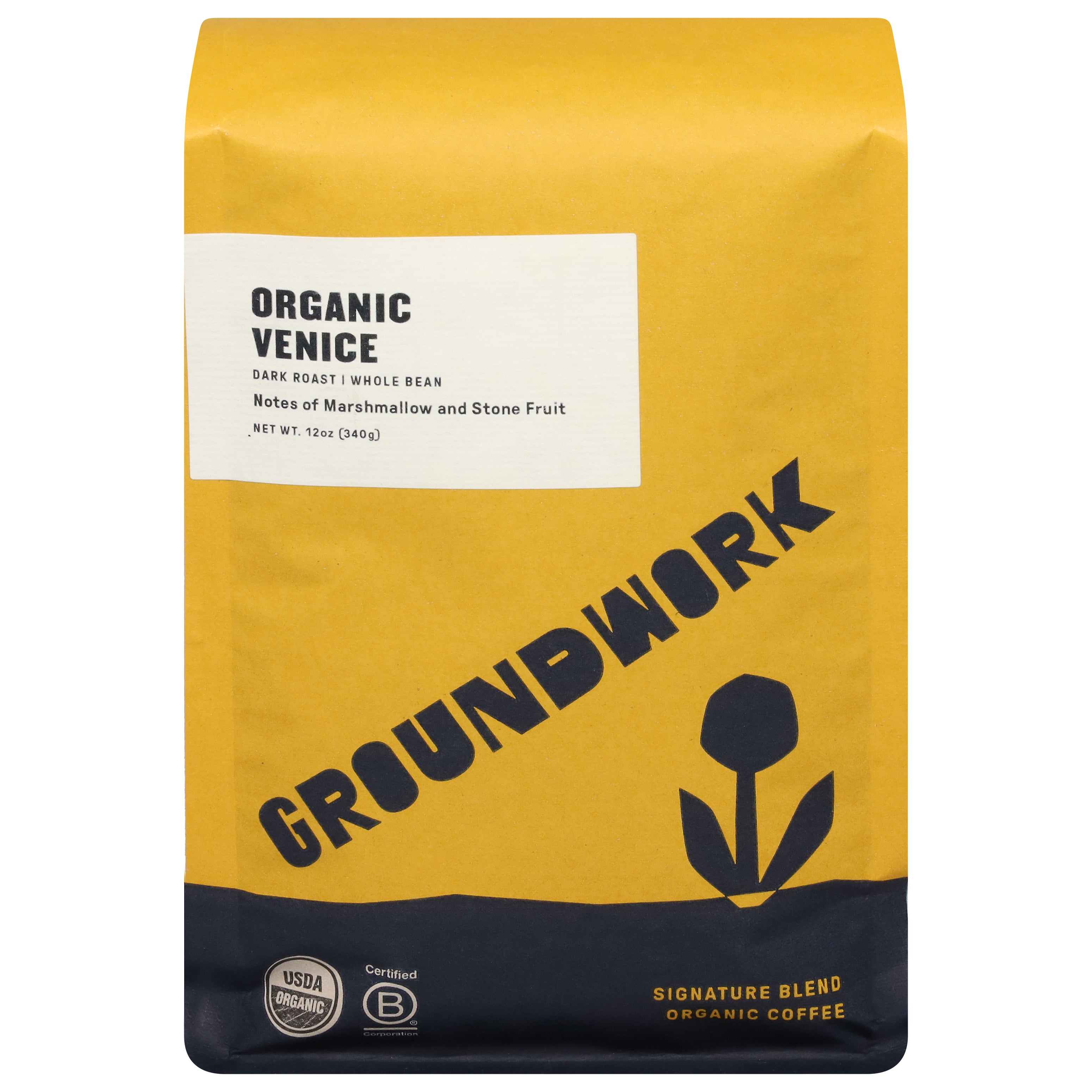 Groundwork Dark Roast Whole Bean Organic Venice Coffee 12 oz - Case of 6