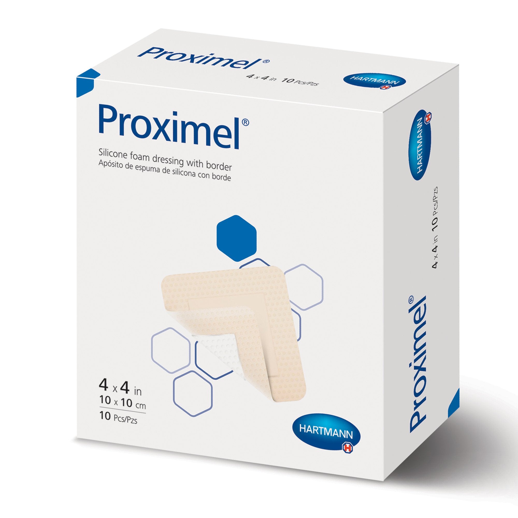Hartmann - Foam Dressing Proximel® 4 X 4 Inch With Border Waterproof Film Backing Silicone Adhesive Square Sterile [10/BX]