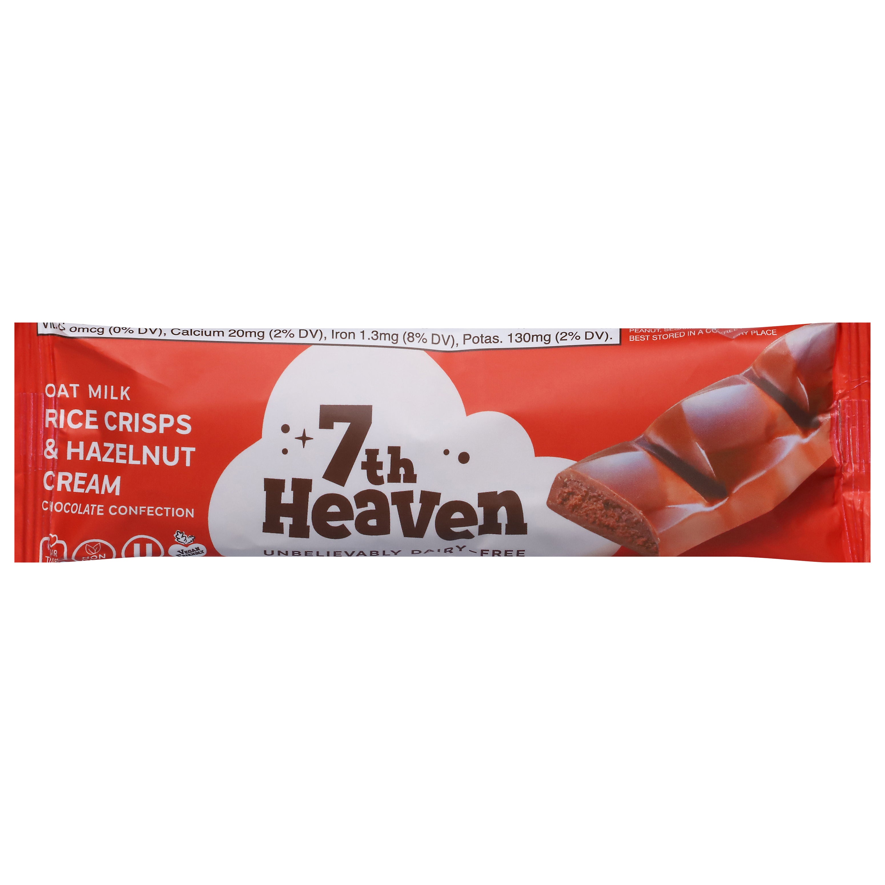7th Heaven Oat Milk Rice Crisps & Hazelnut Cream Chocolate Confection 1.6 oz - Case of 20