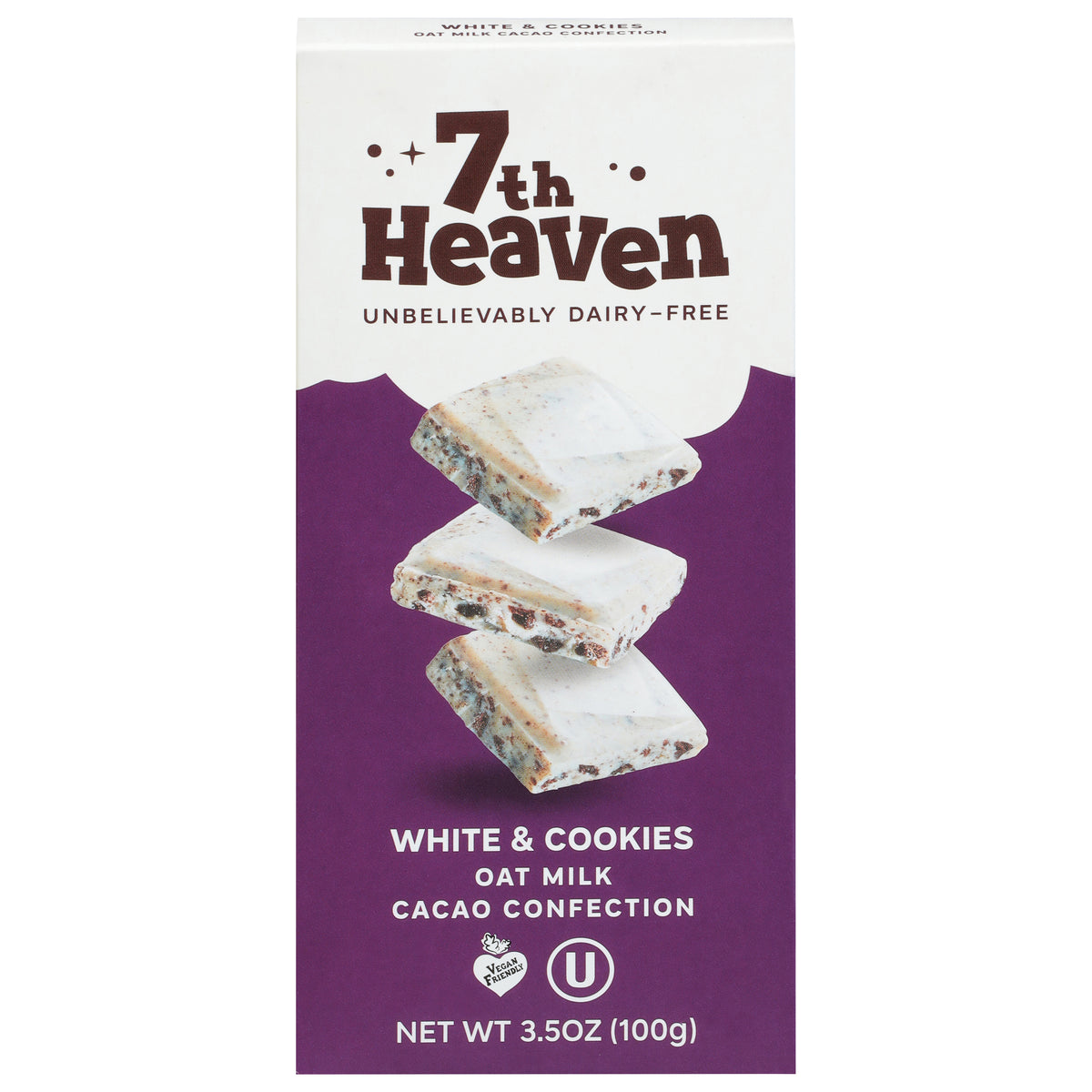 7th Heaven Oat Milk White & Cookies Cacao Confection 3.5 oz - Case of 14