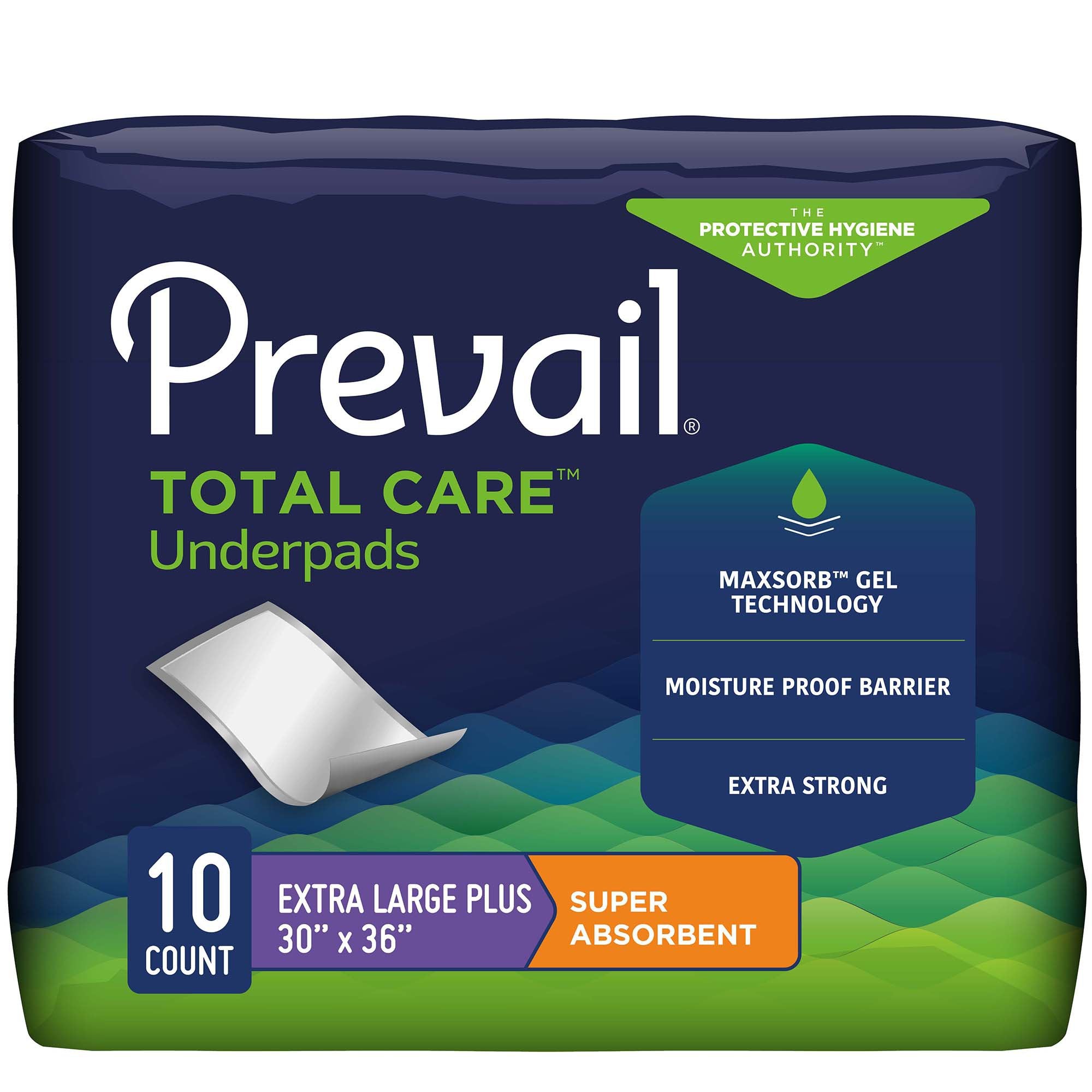 First Quality - Disposable Underpad Prevail® Total Care™ 30 X 36 Inch Polymer Heavy Absorbency [10/BG]