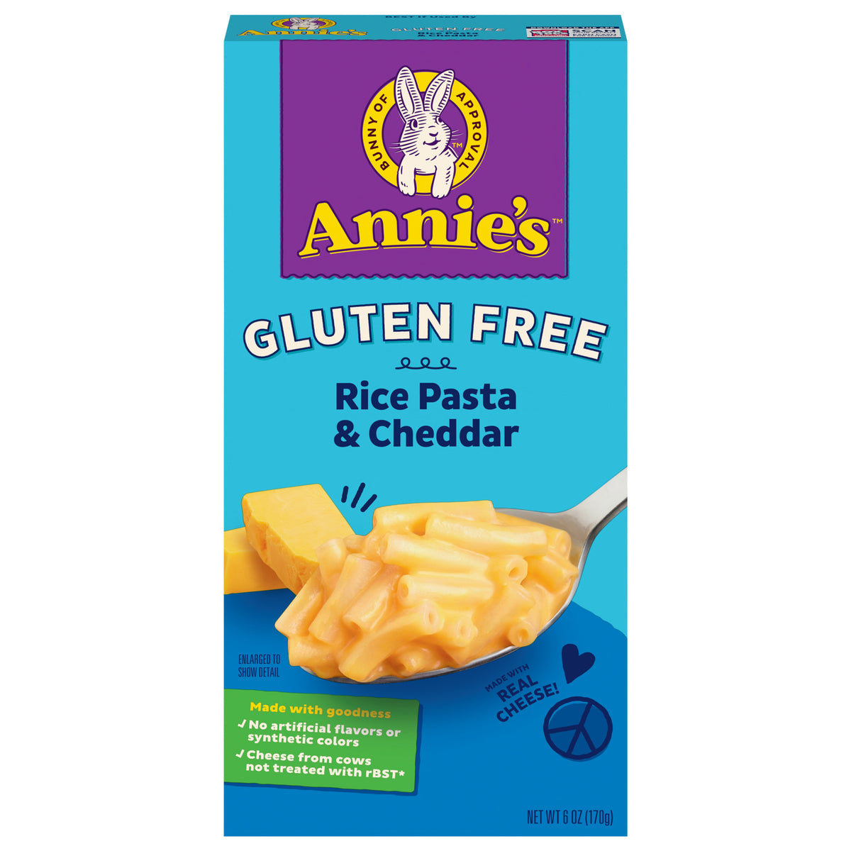 Annie's Gluten Free Rice Pasta and Cheddar, Made with Real Cheese, 6 oz - Case of 12