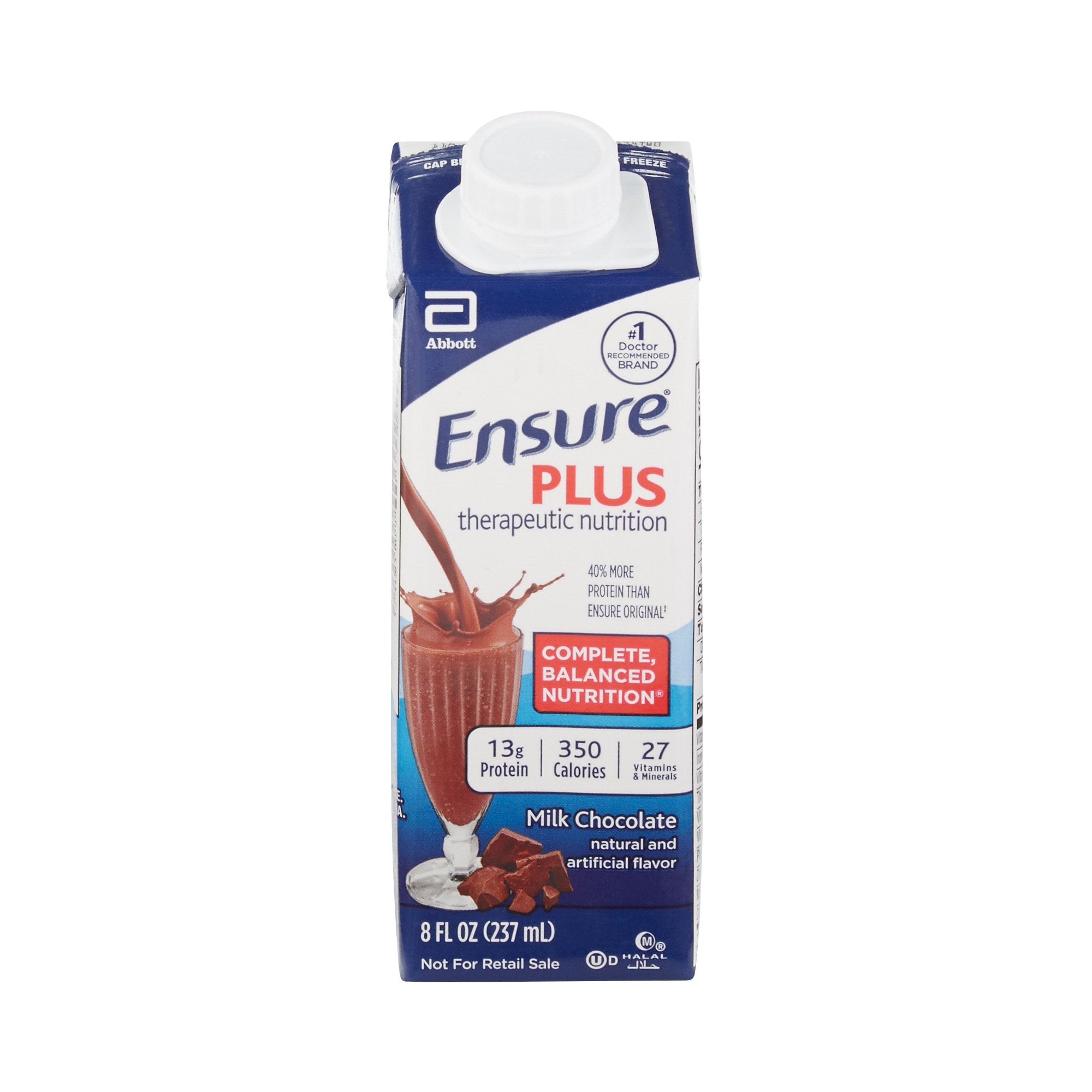 Abbott Nutrition - Oral Supplement Ensure® Plus Therapeutic Nutrition Milk Chocolate Flavor Liquid 8 oz. Reclosable Carton [1/EA]