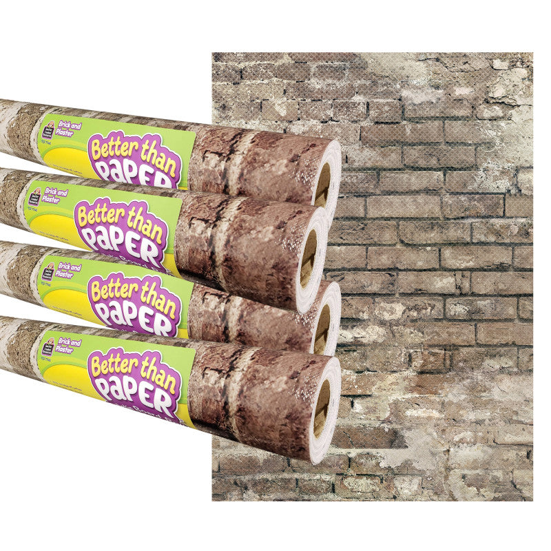 TEACHER CREATED RESOURCES - Brick and Plaster Better Than Paper Bulletin Board Roll, 4' x 12', Pack of 4