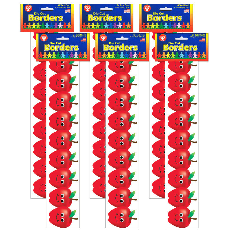 HYGLOSS - Happy Apples Border, 36 Feet Per Pack, 6 Packs