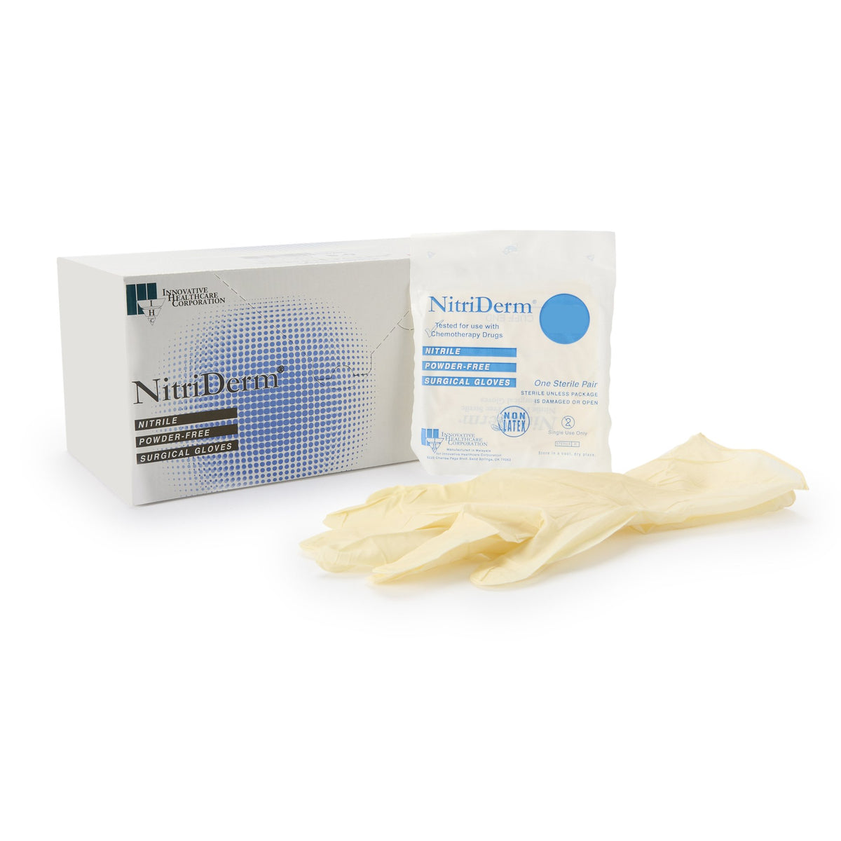 Innovative Healthcare Corp - Surgical Glove NitriDerm® Size 6.5 Sterile Nitrile Standard Cuff Length Fully Textured White Chemo Tested [50/BX]