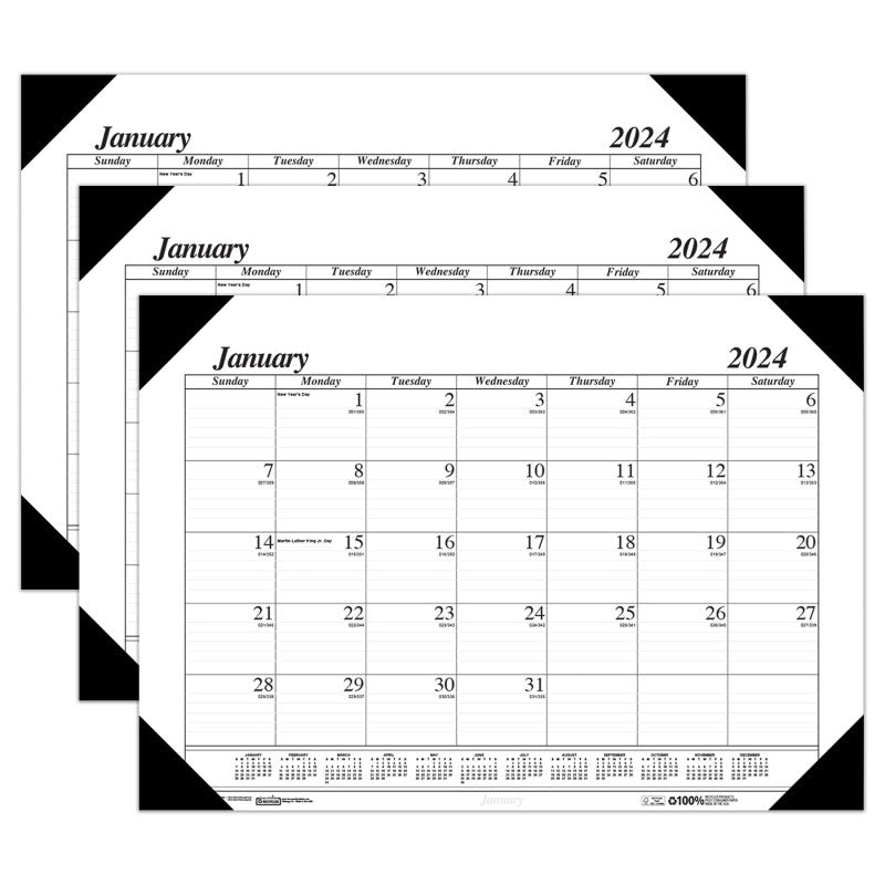 HOUSE OF DOOLITTLE - Academic Economy Desk Pad, 12 Months, January-December, Pack of 3