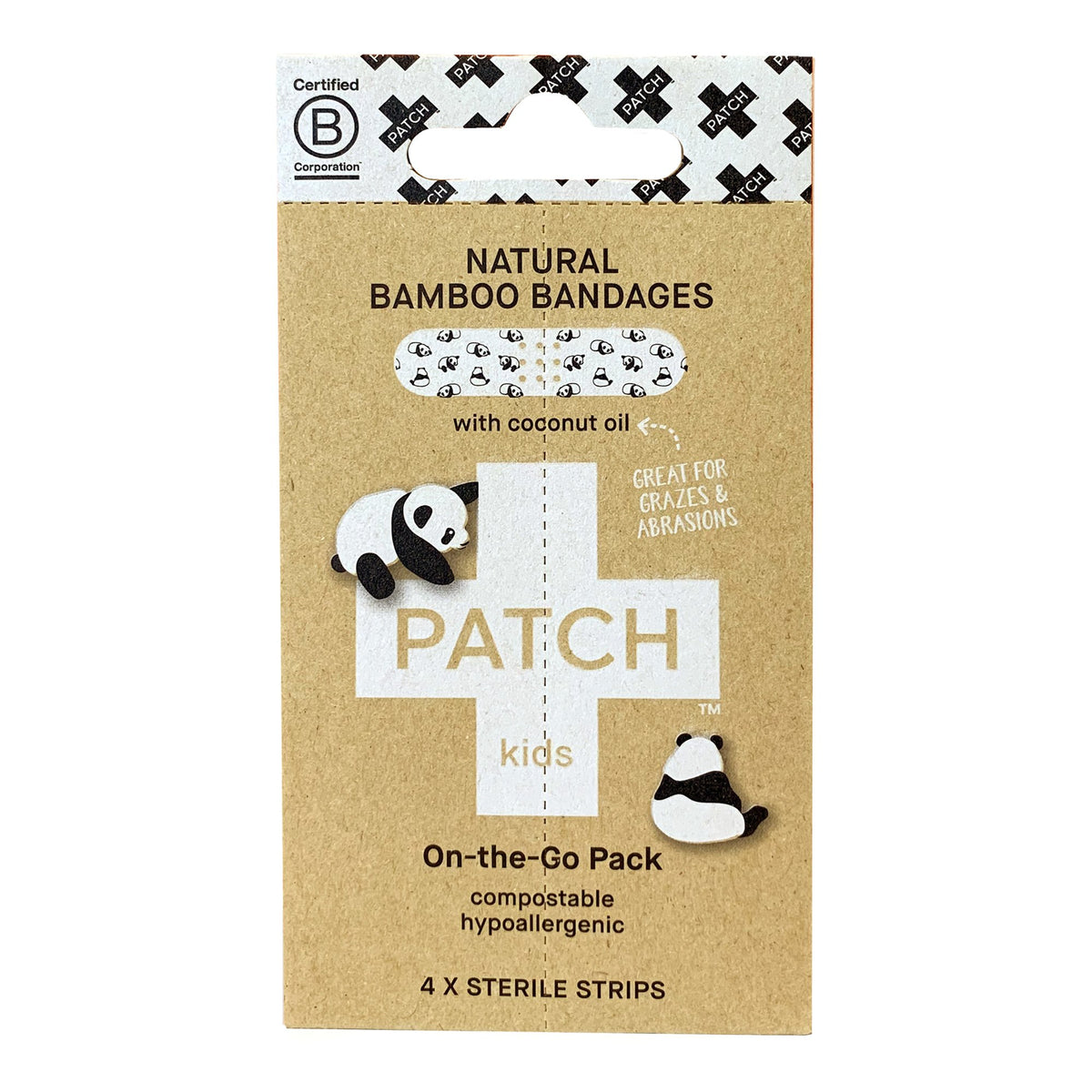 Nutricare USA LLC - Adhesive Strip Patch™ Kids On The Go Pack 3/4 X 3 Inch Bamboo / Coconut Oil Rectangle Kid Design (Panda) Sterile [50/BX]
