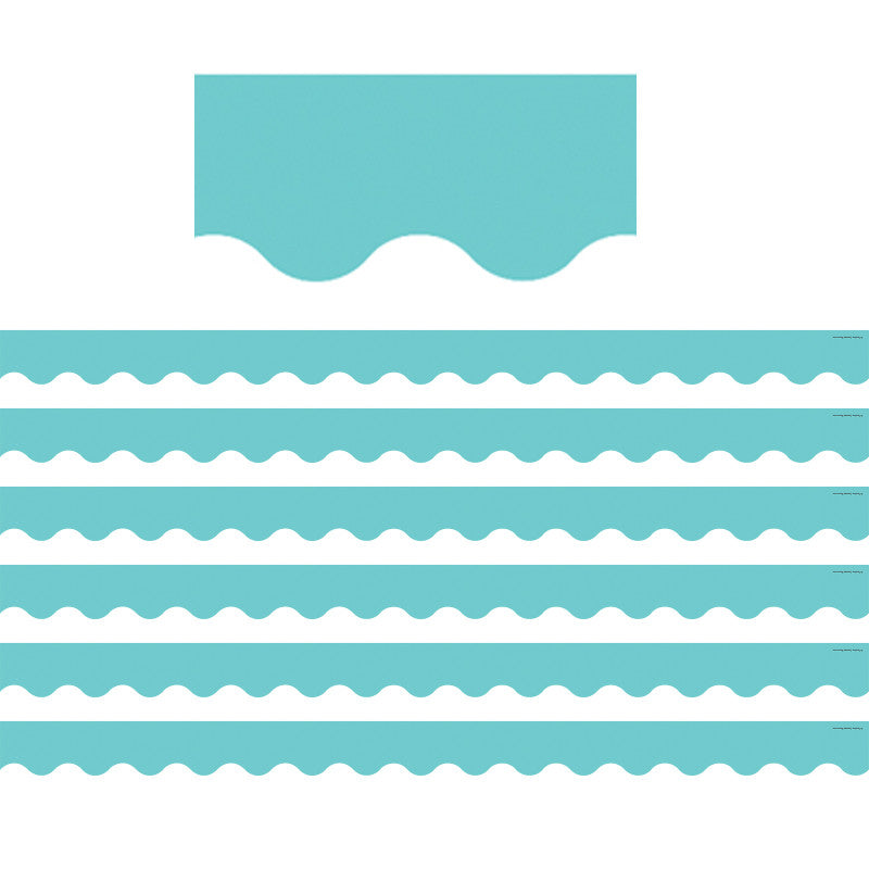 TEACHER CREATED RESOURCES - Light Turquoise Scalloped Border Trim, 35 Feet Per Pack, 6 Packs