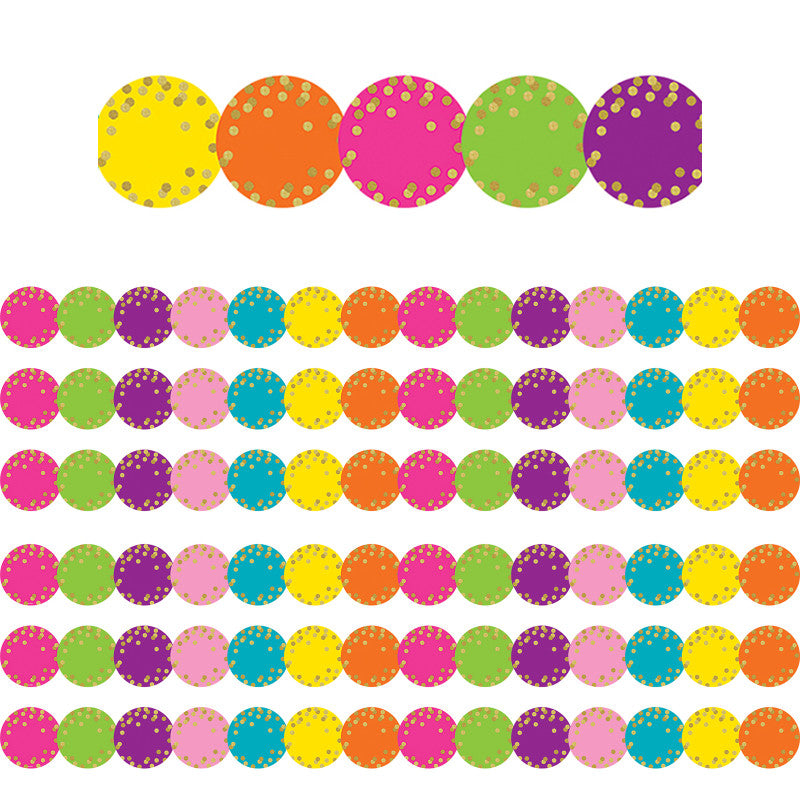 TEACHER CREATED RESOURCES - Confetti Circles Die-Cut Border Trim, 35 Feet Per Pack, 6 Packs