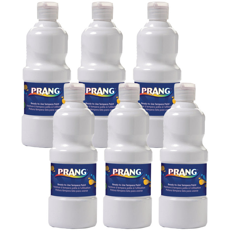 PRANG - Ready-to-Use Tempera Paint, White, 16 oz, Pack of 6