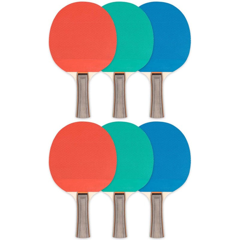 CHAMPION SPORTS - Rubber Face Table Tennis Paddle, 5-Ply, Pack of 6