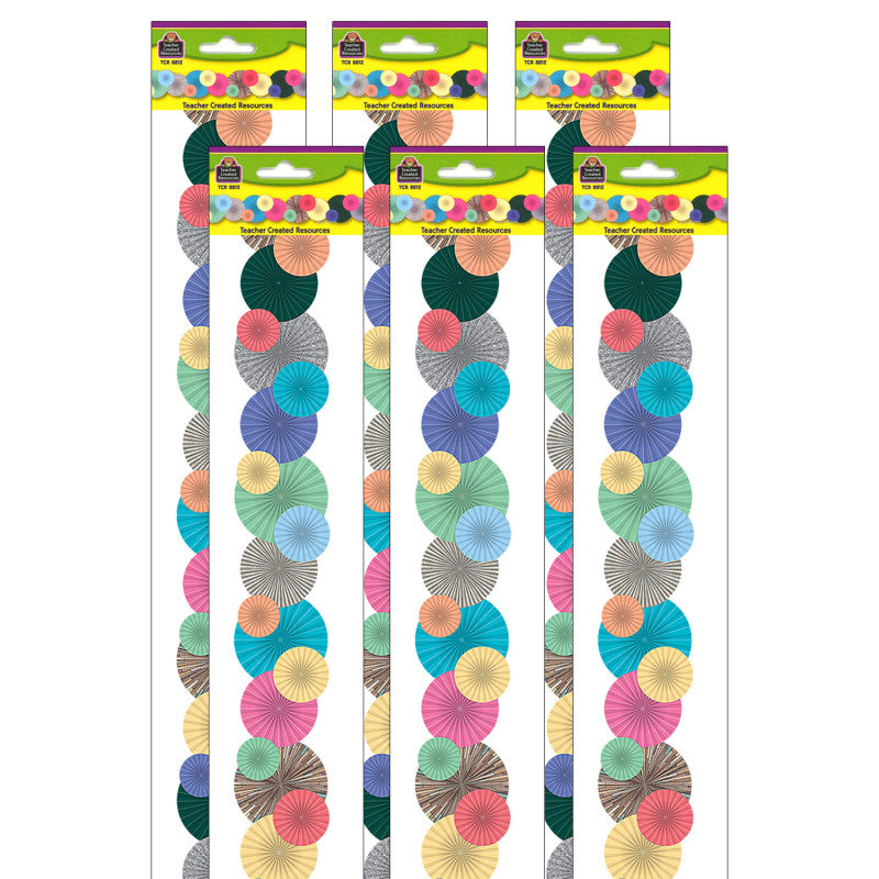 TEACHER CREATED RESOURCES - Home Sweet Classroom Fans Die-Cut Border Trim, 34 Feet Per Pack, 6 Packs