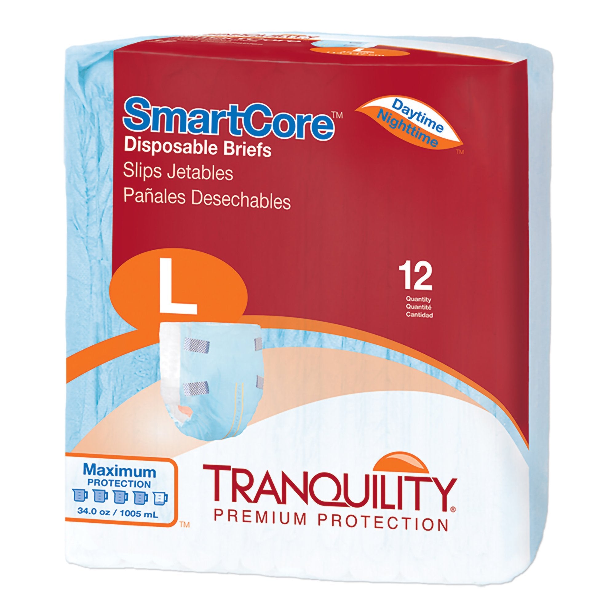 Principle Business Enterprises - Unisex Adult Incontinence Brief Tranquility SmartCore™ Large Disposable Heavy Absorbency [12/PK]