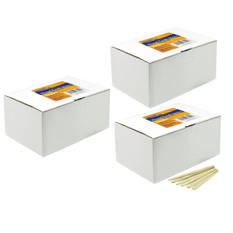 CREATIVITY STREET - Economy Regular Craft Sticks, Natural, 4-1/2" x 3/8", 1000 Pieces Pack, 3 Packs