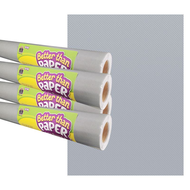 TEACHER CREATED RESOURCES - Gray Better Than Paper Bulletin Board Roll, 4' x 12', Pack of 4
