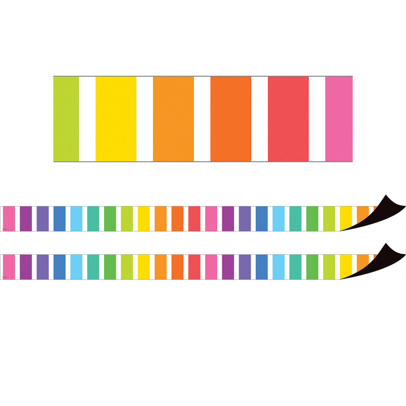 TEACHER CREATED RESOURCES - Colorful Stripes Magnetic Border, 24 Feet Per Pack, 2 Packs