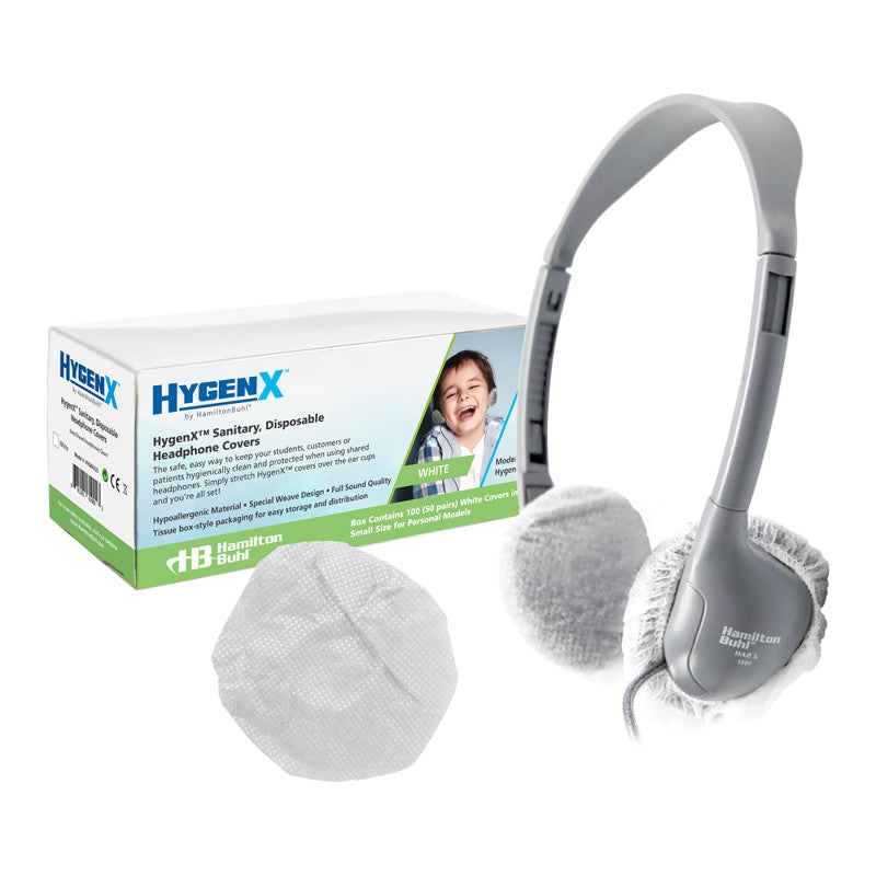 HAMILTONBUHL - Hygenx Sanitary Ear Cushion Covers (2.5" White, 50 Pairs) - For On-Ear Headphones & Headsets