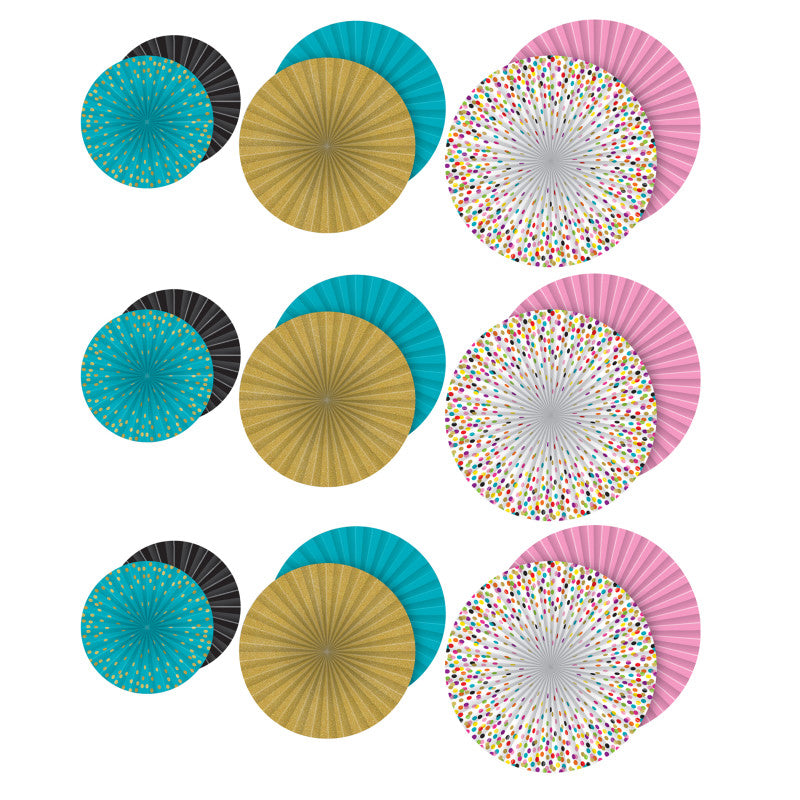 TEACHER CREATED RESOURCES - Confetti Hanging Paper Fans, 3 Per Pack, 3 Packs