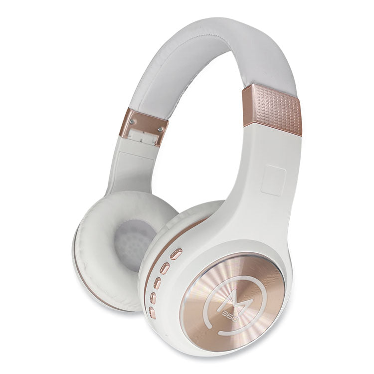 Morpheus 360 - SERENITY Stereo Wireless Headphones with Microphone, 3 ft Cord, White/Rose Gold