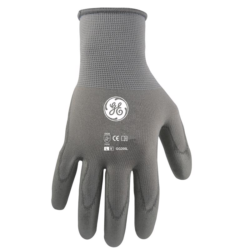 GENERAL ELECTRIC - General Electric Unisex Dipped Gloves Gray L 1 pair