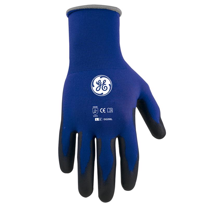 GENERAL ELECTRIC - General Electric Unisex Dipped Gloves Black/Blue L 1 pair [GG206LC]