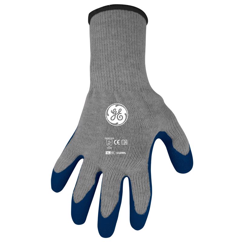 GENERAL ELECTRIC - General Electric Unisex Crinkle Dipped Gloves Blue/Gray XL 1 pair