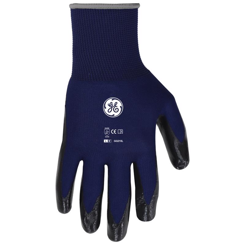 GENERAL ELECTRIC - General Electric Unisex Dipped Gloves Black/Blue L 1 pair [GG215LC]