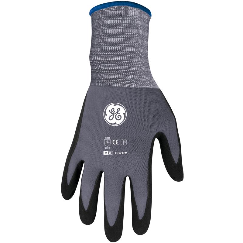 GENERAL ELECTRIC - General Electric Unisex Dipped Gloves Black/Gray M 1 pair