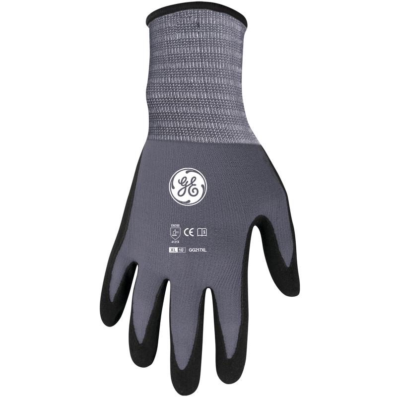 GENERAL ELECTRIC - General Electric Unisex Dipped Gloves Black/Gray XL 1 pair